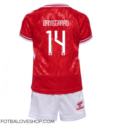 Dánsko Mikkel Damsgaard #14 Dětské Domácí Dres ME 2024 Krátký Rukáv (+ trenýrky)